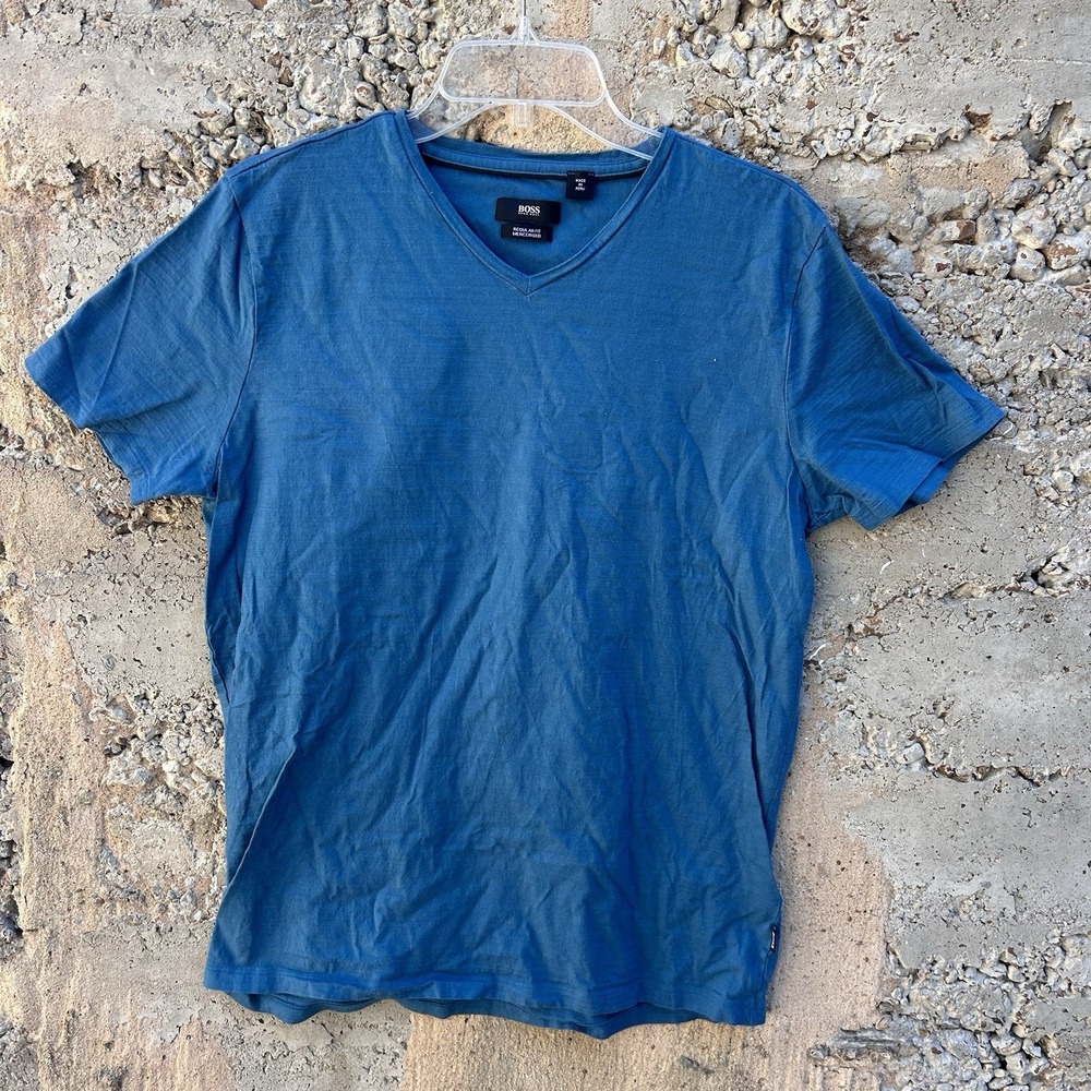 Hugo Boss V Neck T Shirts Blue Pima Cotton Bundle Of‎ 2 Sz XL Regular Fit